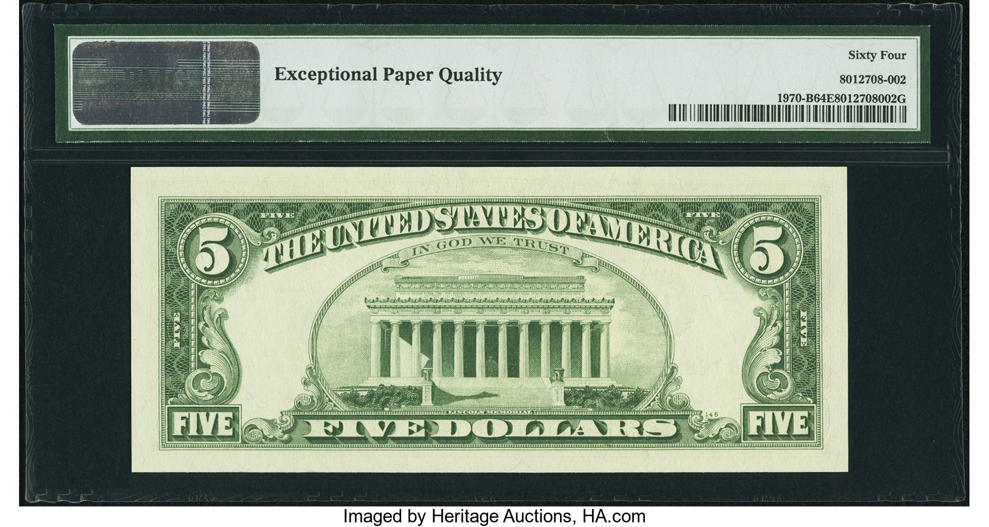 image for: Fr. 1970-B $5 1969A Federal Reserve Note. PMG Choice Uncirculated 64 EPQ....