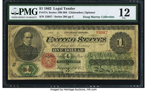 image for: Fr. 17c $1 1862 Legal Tender PMG Fine 12....
