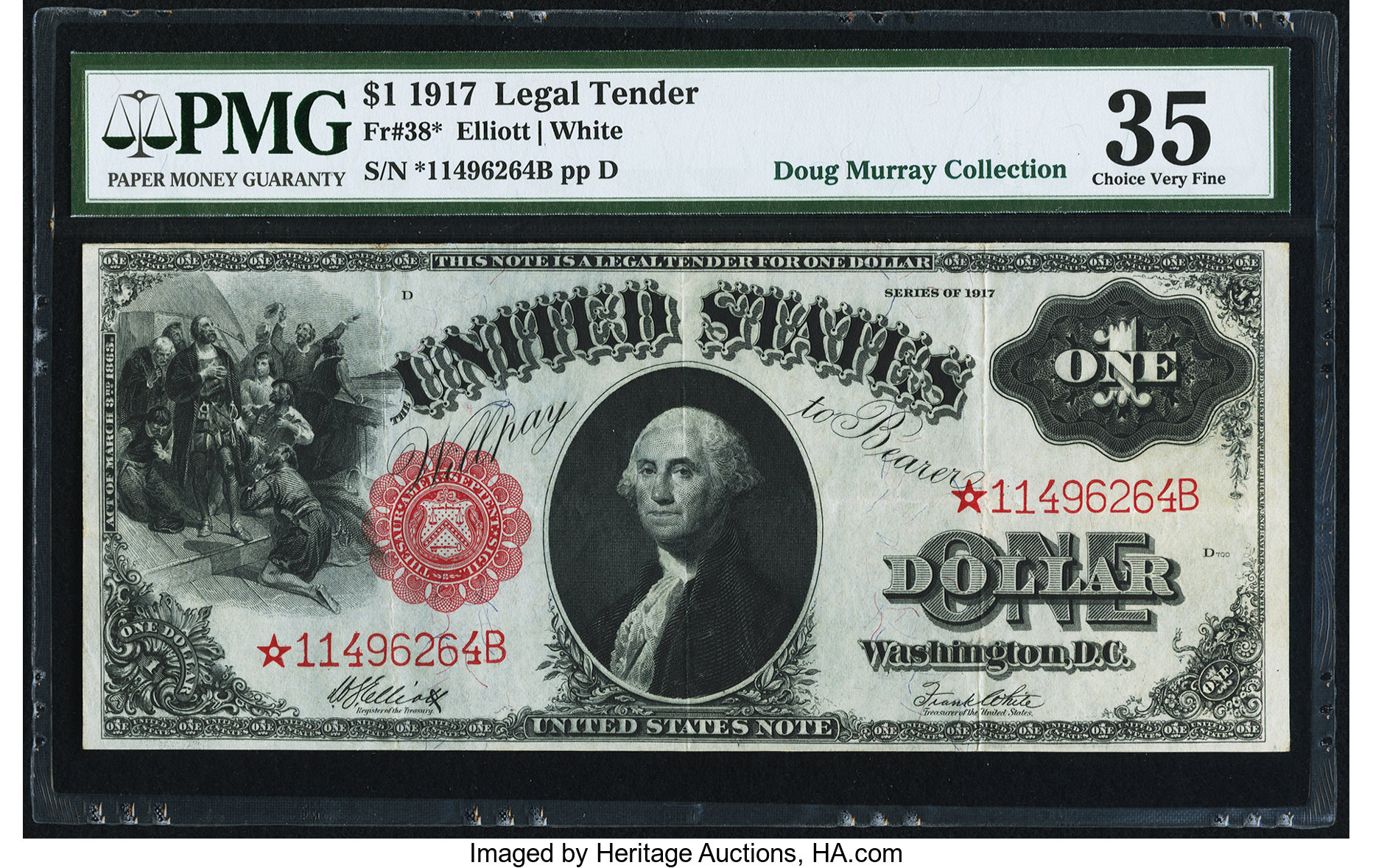 image for: Fr. 38* $1 1917 Legal Tender PMG Choice Very Fine 35....