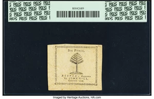 image for: Massachusetts October 18, 1776 6d PCGS Choice New 63PPQ....