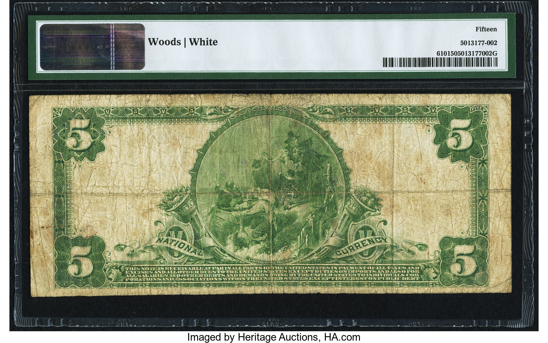 image for: Lafayette, LA - $5 1902 Plain Back Fr. 610 The Commercial NB Ch. # 13209 PMG Choice Fine 15....