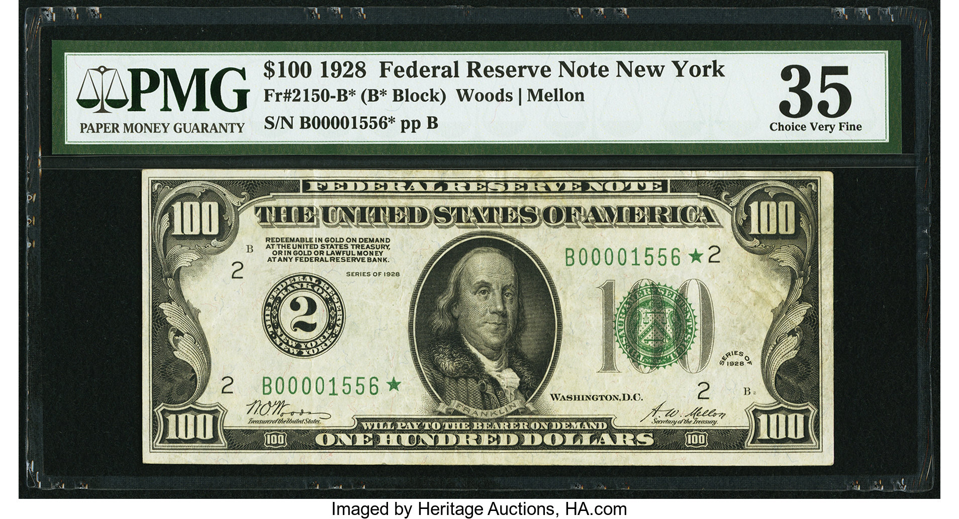 image for: Fr. 2150-B* $100 1928 Federal Reserve Note. PMG Choice Very Fine 35....