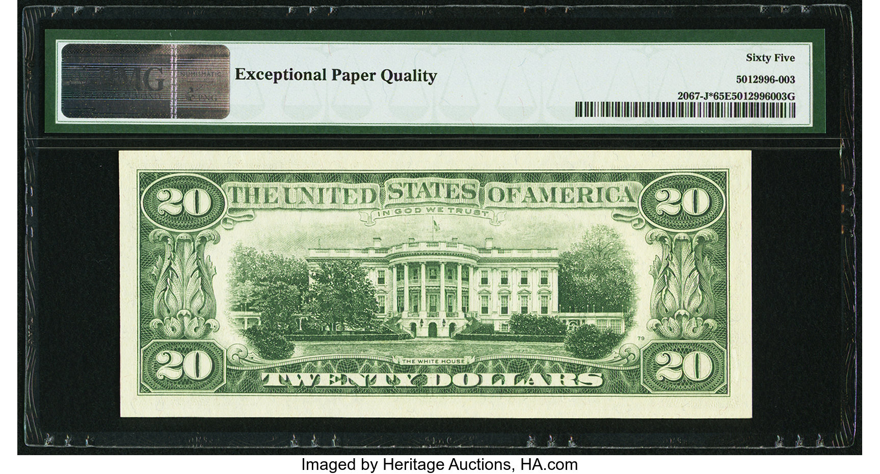 image for: Serial Number 3 Fr. 2067-J* $20 1969 Federal Reserve Note. PMG Gem Uncirculated 65 EPQ....