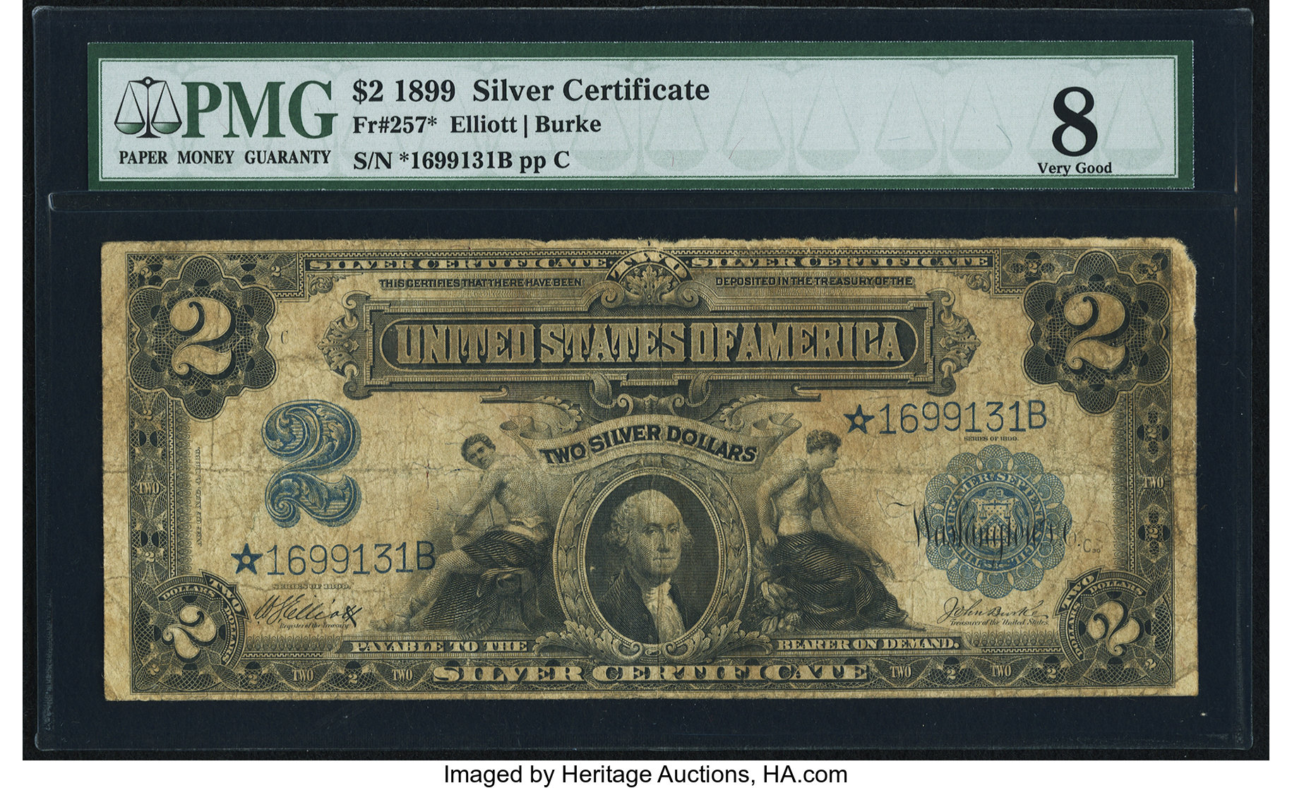 image for: Fr. 257* $2 1899 Silver Certificate PMG Very Good 8....