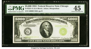 image for: Fr. 2221-G $5,000 1934 Federal Reserve Note. PMG Choice Extremely Fine 45....