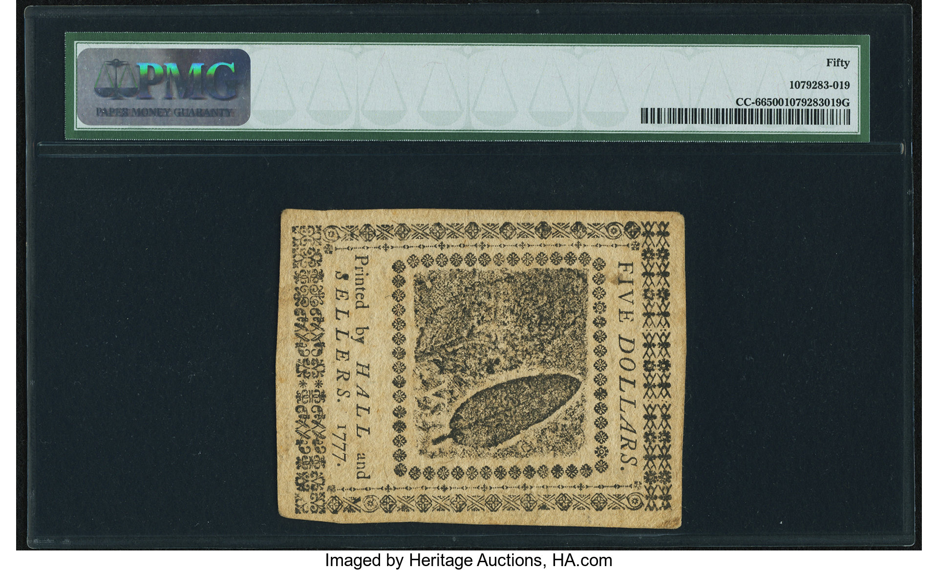 image for: Continental Currency May 20, 1777 $5 PMG About Uncirculated 50....