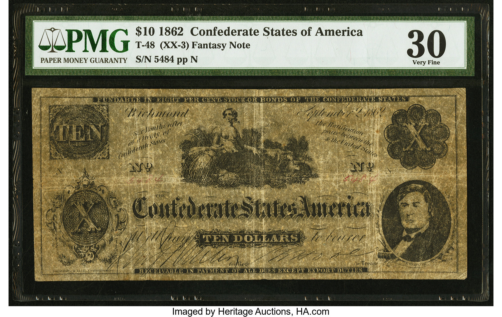 image for: T48 $10 1862 PF-XX3 Cr. XX3 PMG Very Fine 30....