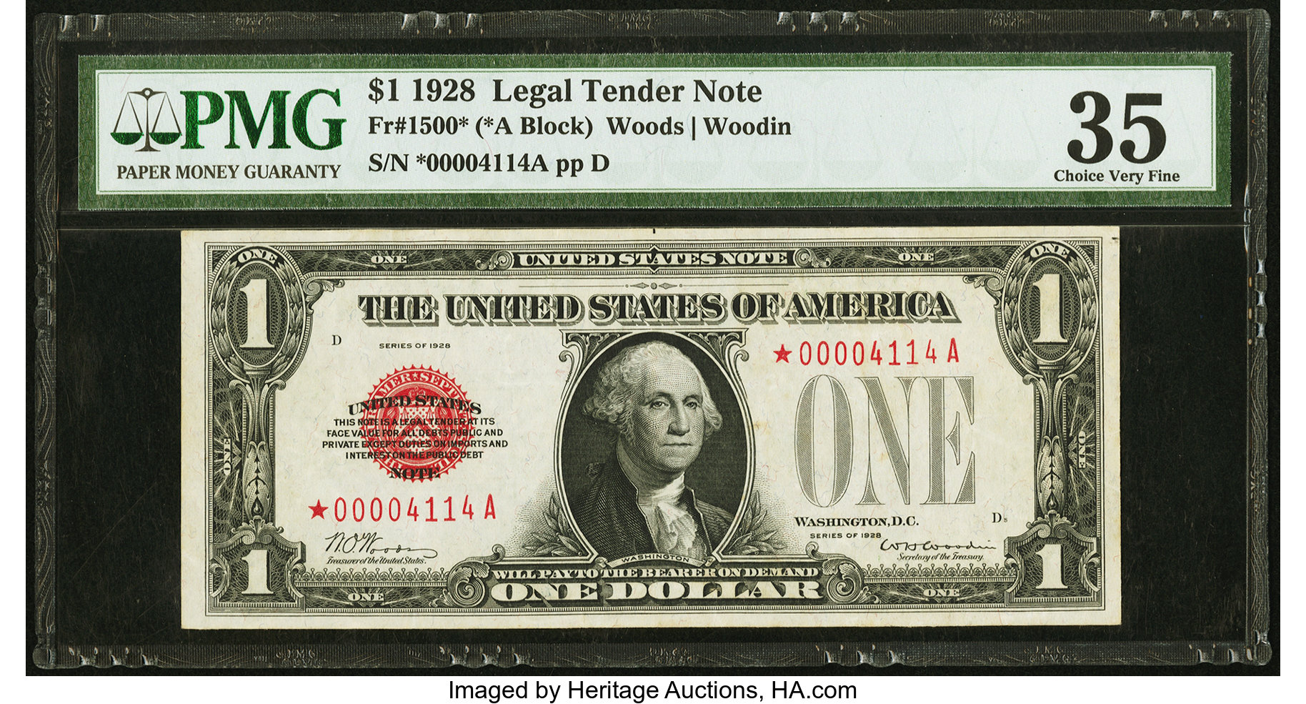 image for: Fr. 1500* $1 1928 Legal Tender Note. PMG Choice Very Fine 35....