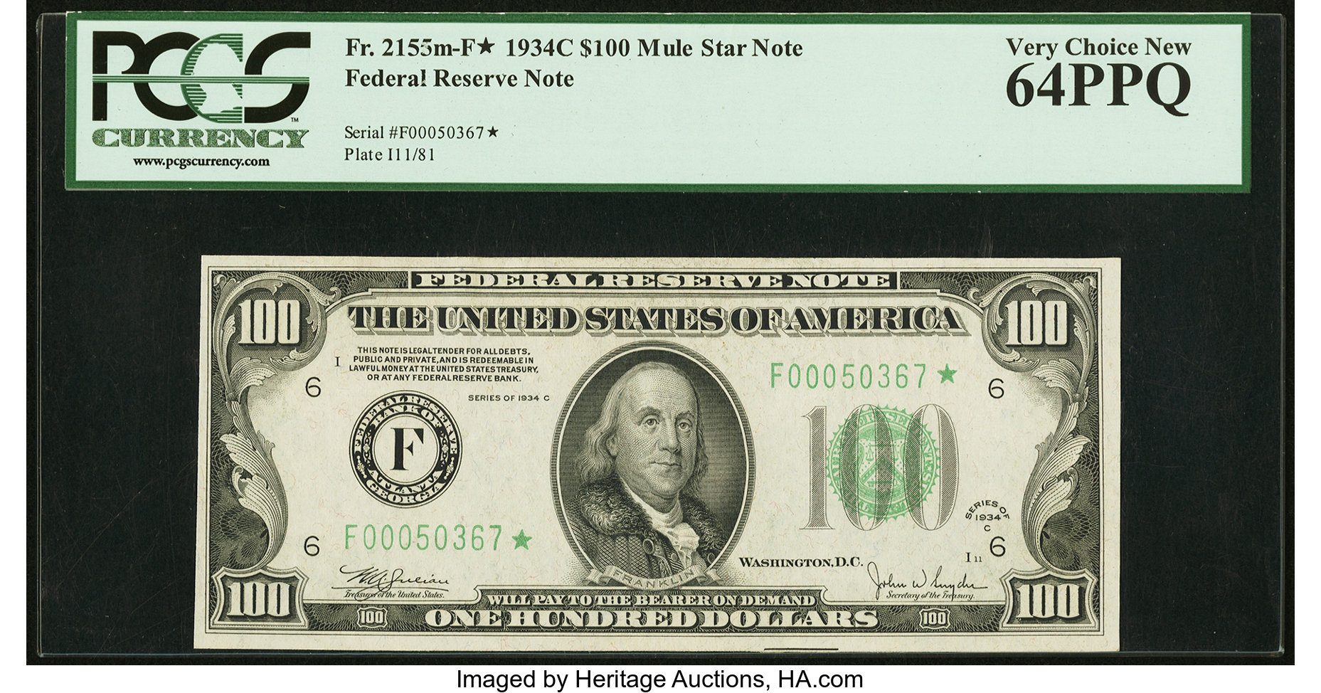 1934C $100 Replacement, Atlanta (Fr. 2155F*)