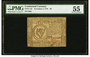 image for: Continental Currency November 2, 1776 $8 PMG About Uncirculated 55....