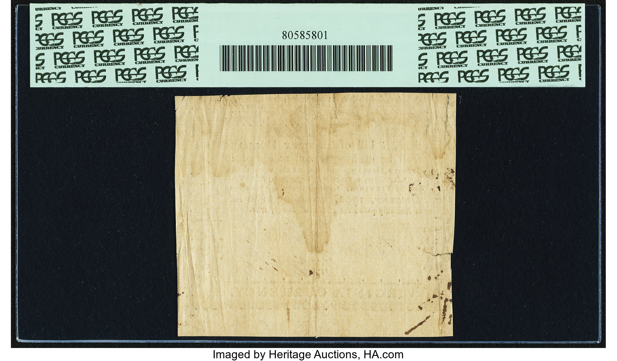 image for: Virginia March 1, 1781 $20 printed on thick laid paper Apparent PCGS Very Fine 30....