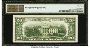 image for: Fr. 2058-C* $20 1934D Wide Federal Reserve Note. PMG Choice About Unc 58 EPQ....