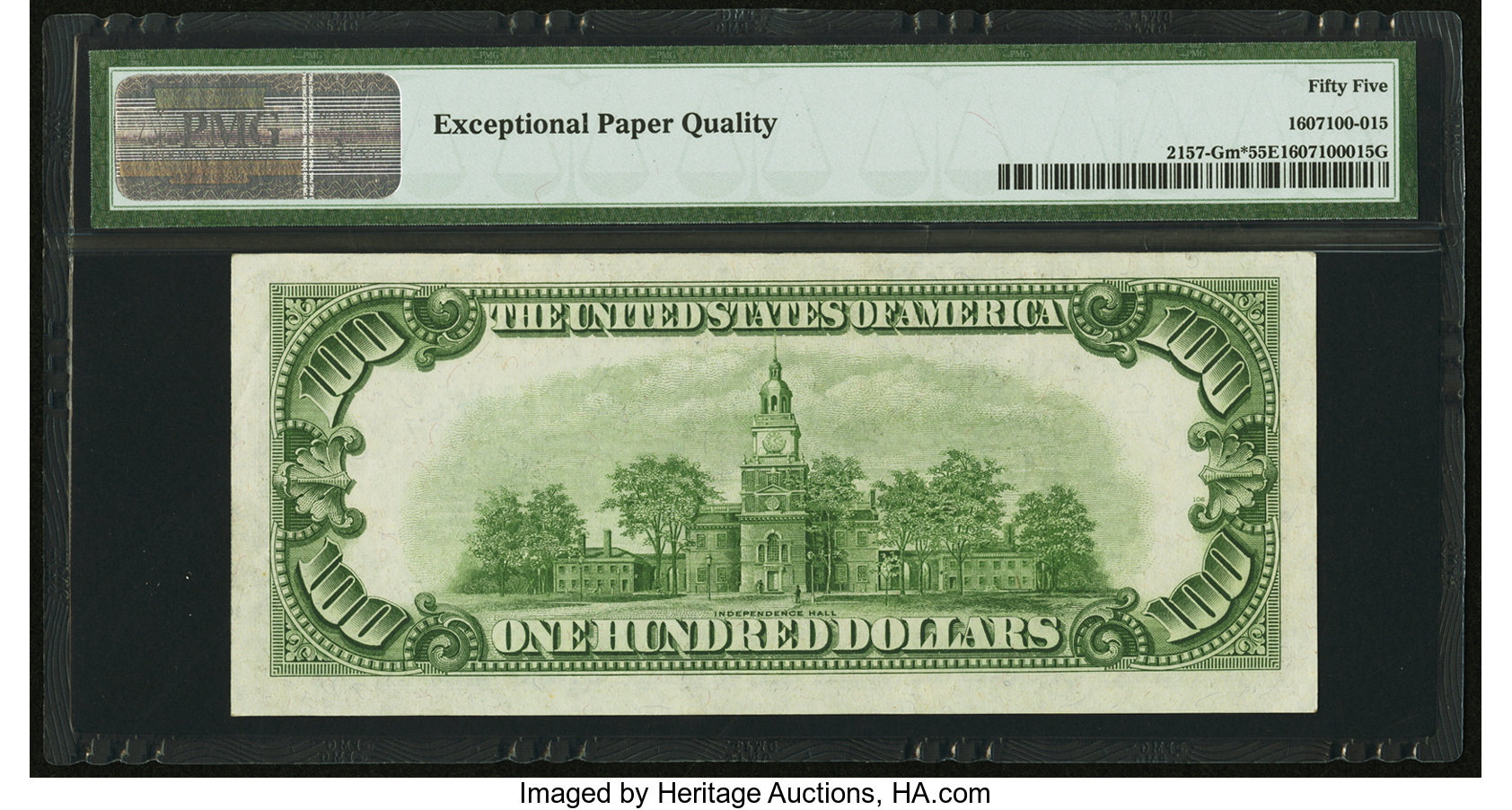 image for: Fr. 2157-G* $100 1950 Mule Federal Reserve Note. PMG About Uncirculated 55 EPQ....
