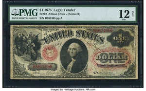image for: Fr. 22 $1 1875 Legal Tender PMG Fine 12 Net....