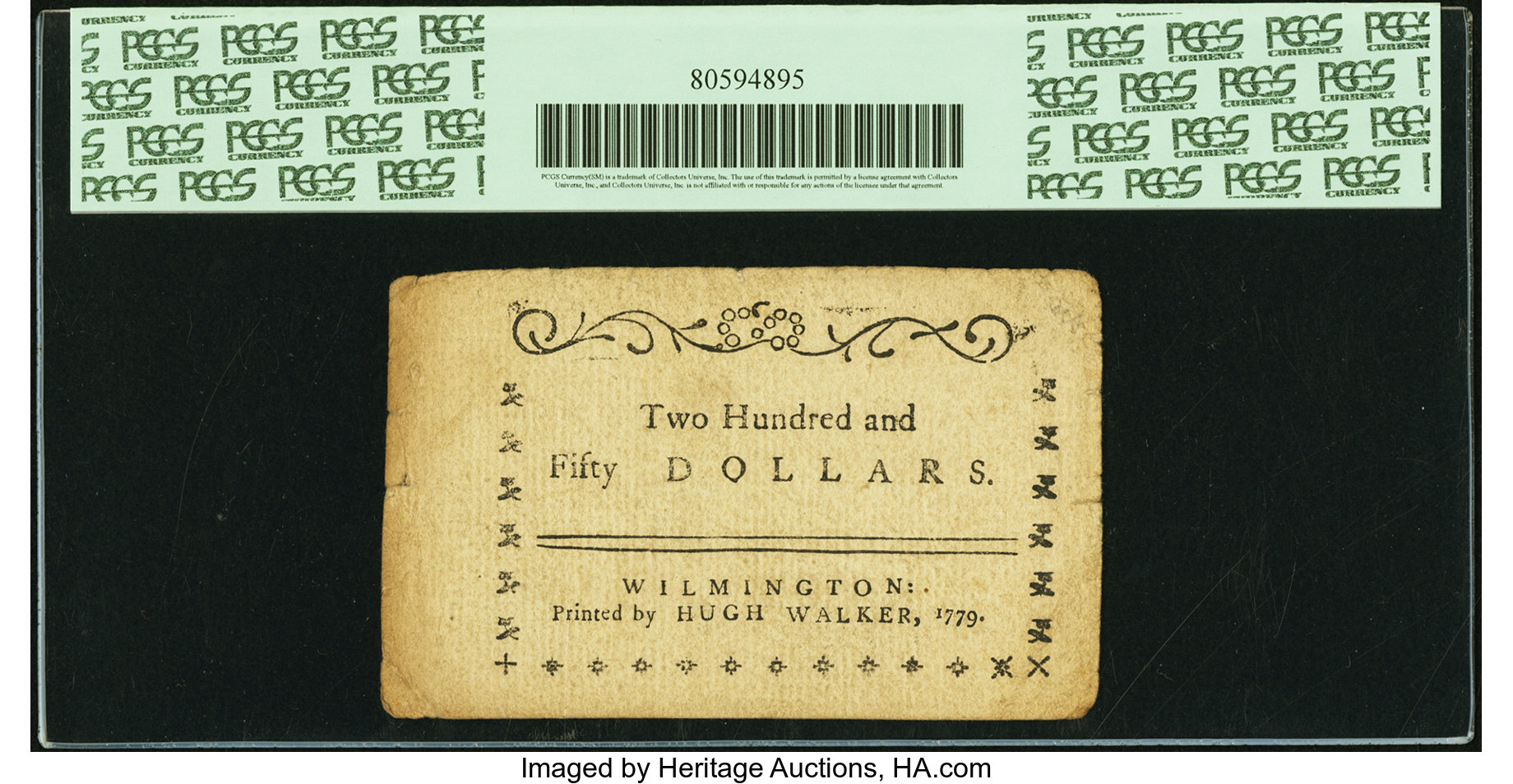 image for: North Carolina May 15, 1779 $250 A Righteous Cause the Protection of Providence Contemporary Counterfeit PCGS Apparent Very Fi...