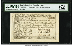 image for: South Carolina February 8, 1779 $100 Fr. SC-159 PMG Uncirculated 62....