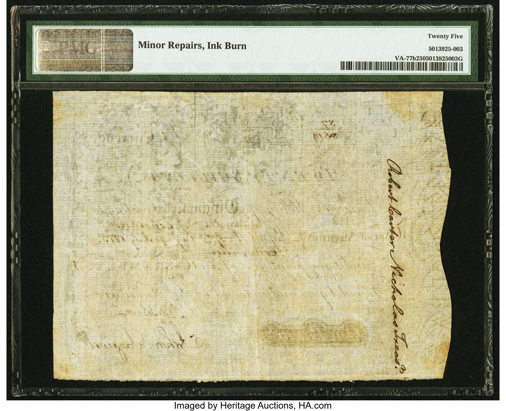 image for: Virginia July 17, 1775 20s PMG Very Fine 25....
