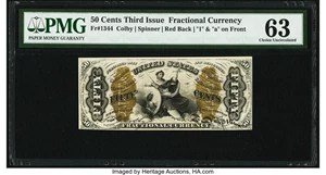 image for: Fr. 1344 50¢ Third Issue Justice PMG Choice Uncirculated 63....