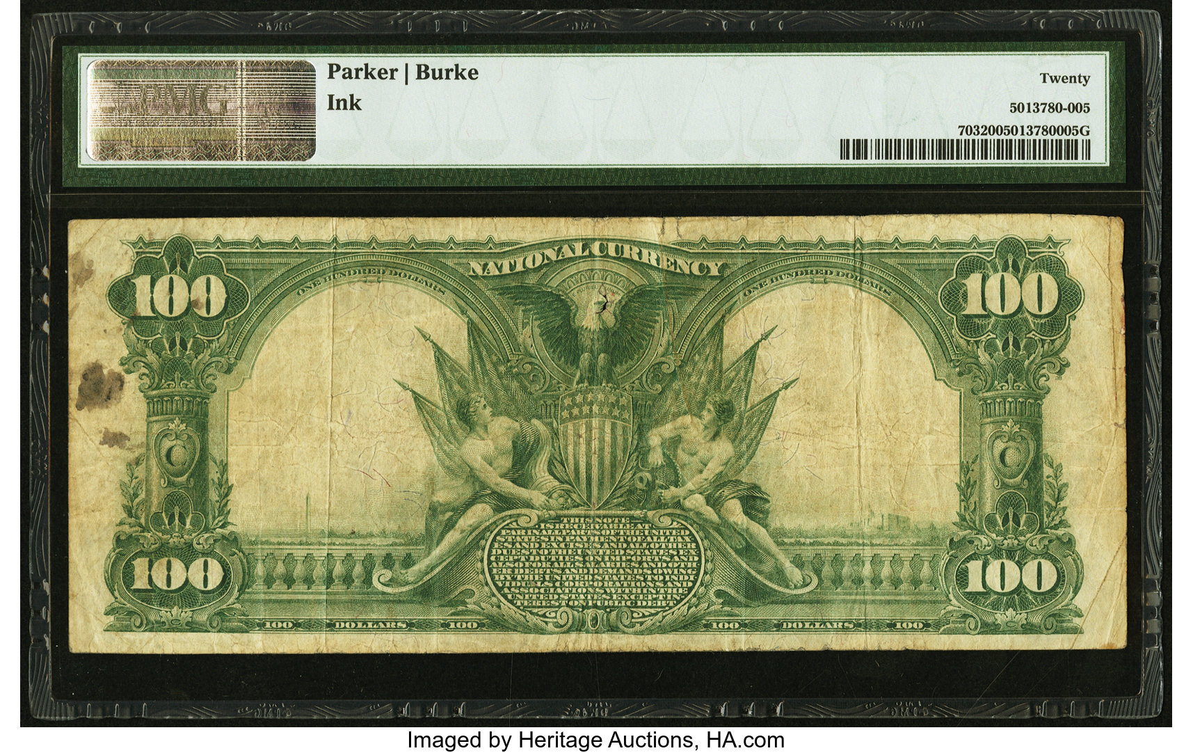 image for: San Jose, CA - $100 1902 Plain Back Fr. 703 The First National Bank Ch. # 2158 PMG Very Fine 20....
