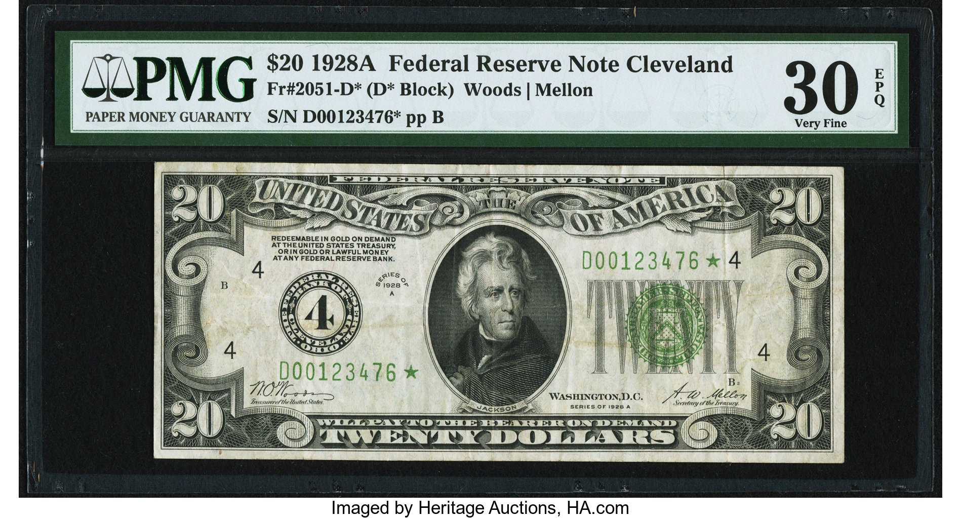 1928A $20 Replacement, Cleveland (Fr. 2051D*)