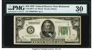 image for: Fr. 2100-E* $50 1928 Federal Reserve Note. PMG Very Fine 30....