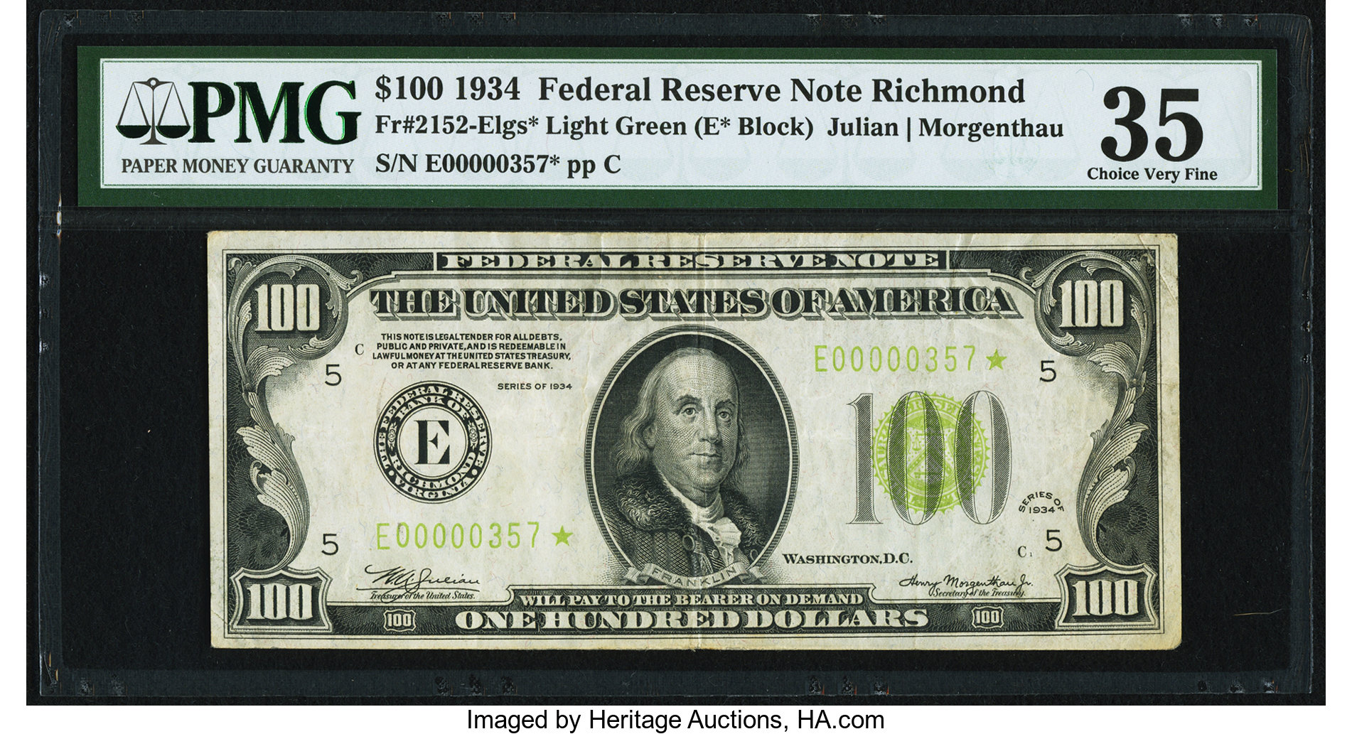 1934 $100 Replacement, Richmond (Fr. 2152E*)