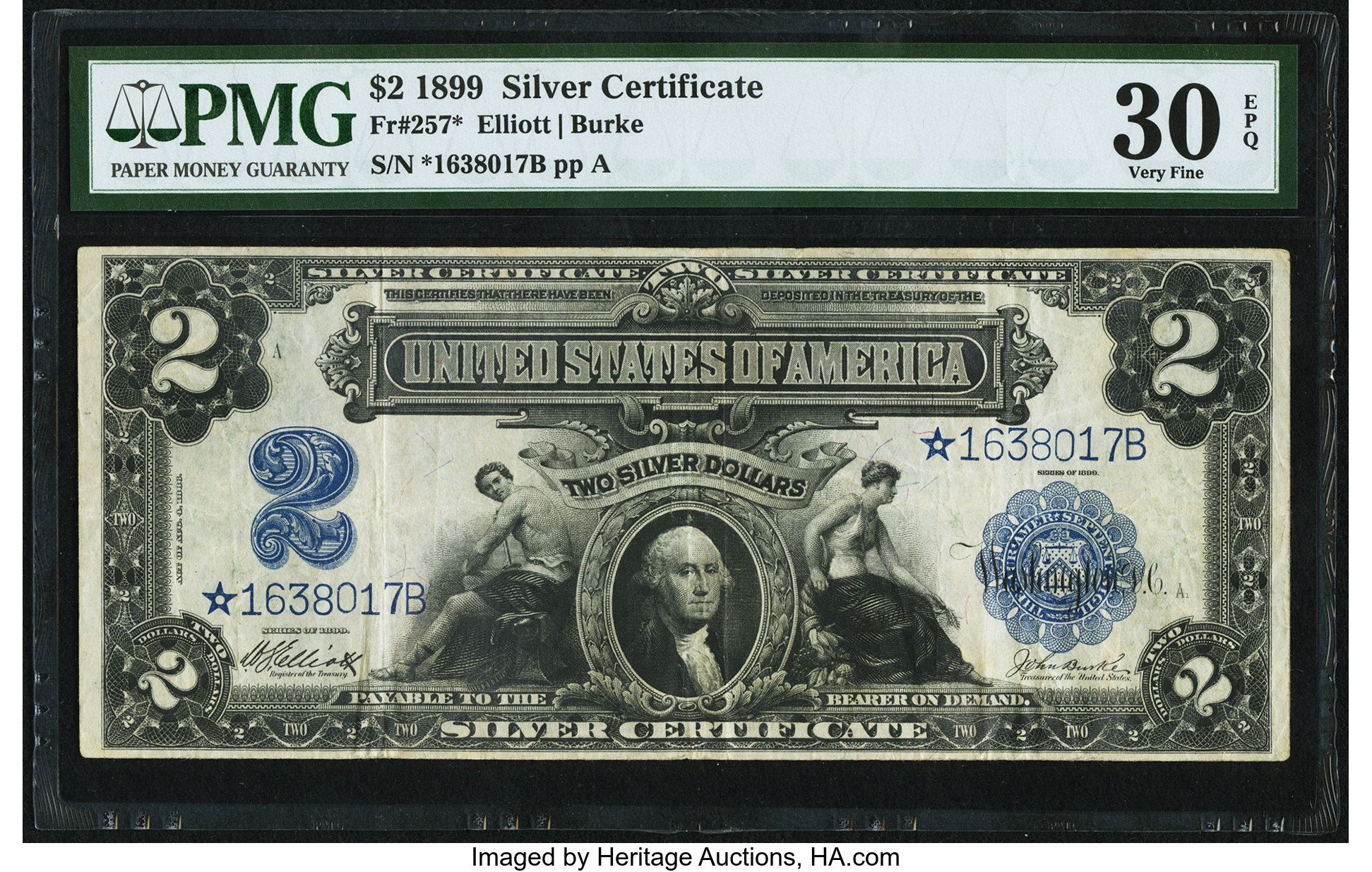 Fr. 257* $2 1899 Silver Certificate PMG Very Fine 30 EPQ. ...