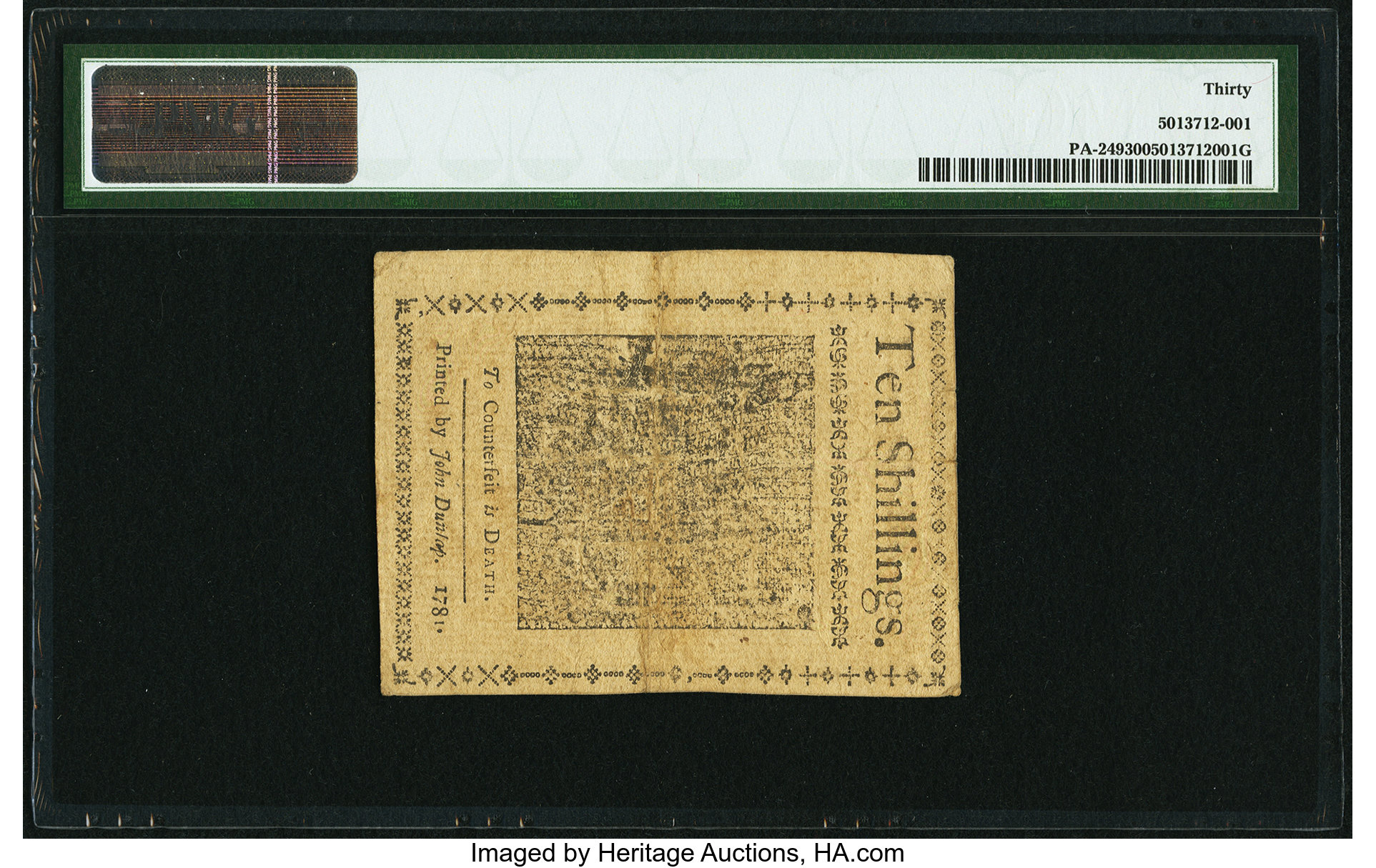 image for: Pennsylvania April 20, 1781 10s PMG Very Fine 30....