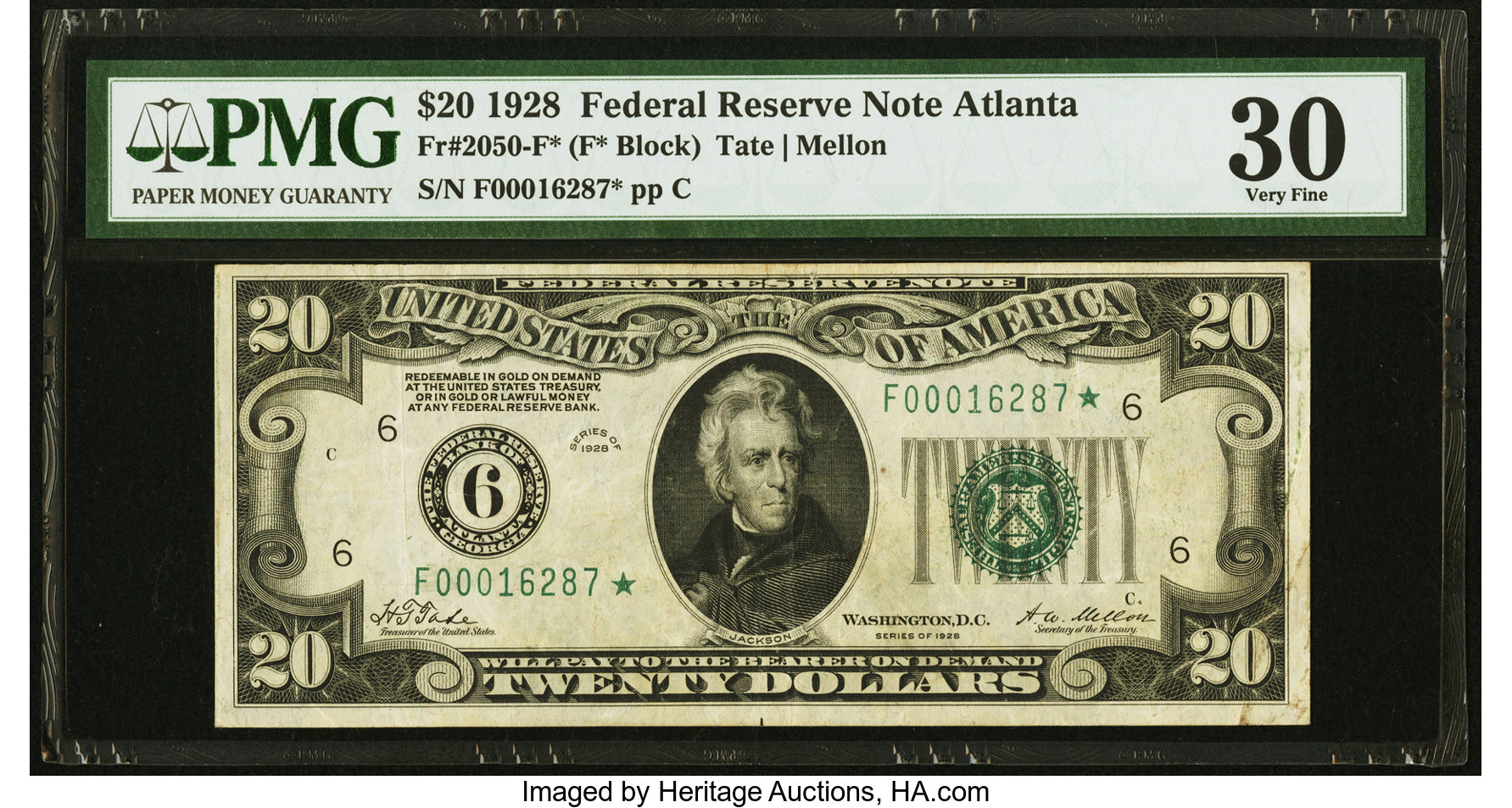 image for: Fr. 2050-F* $20 1928 Federal Reserve Note. PMG Very Fine 30....