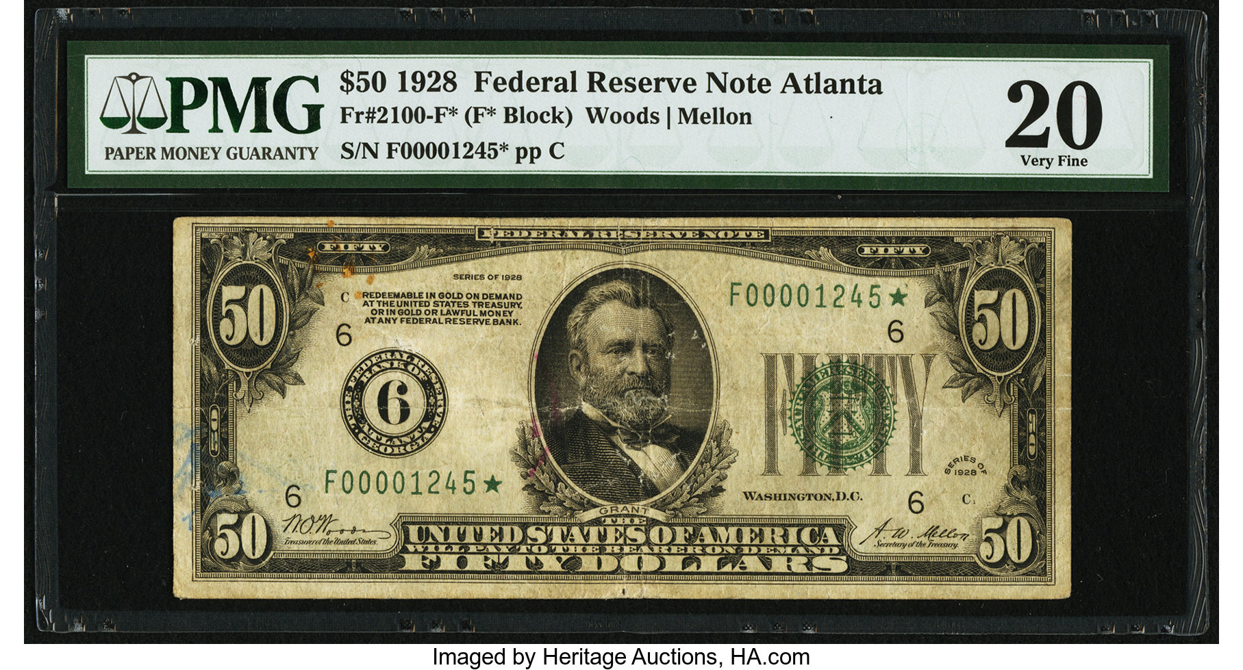 image for: Fr. 2100-F* $50 1928 Federal Reserve Note. PMG Very Fine 20....