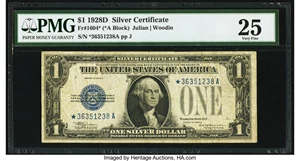 image for: Fr. 1604* $1 1928D Silver Certificate. PMG Very Fine 25....