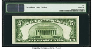 image for: Fr. 1956-B $5 1934 Federal Reserve Note with Back Plate 637. PMG About Uncirculated 50 EPQ....