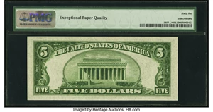 image for: Fr. 1957-L* $5 1934A Federal Reserve Note. PMG Gem Uncirculated 66 EPQ....