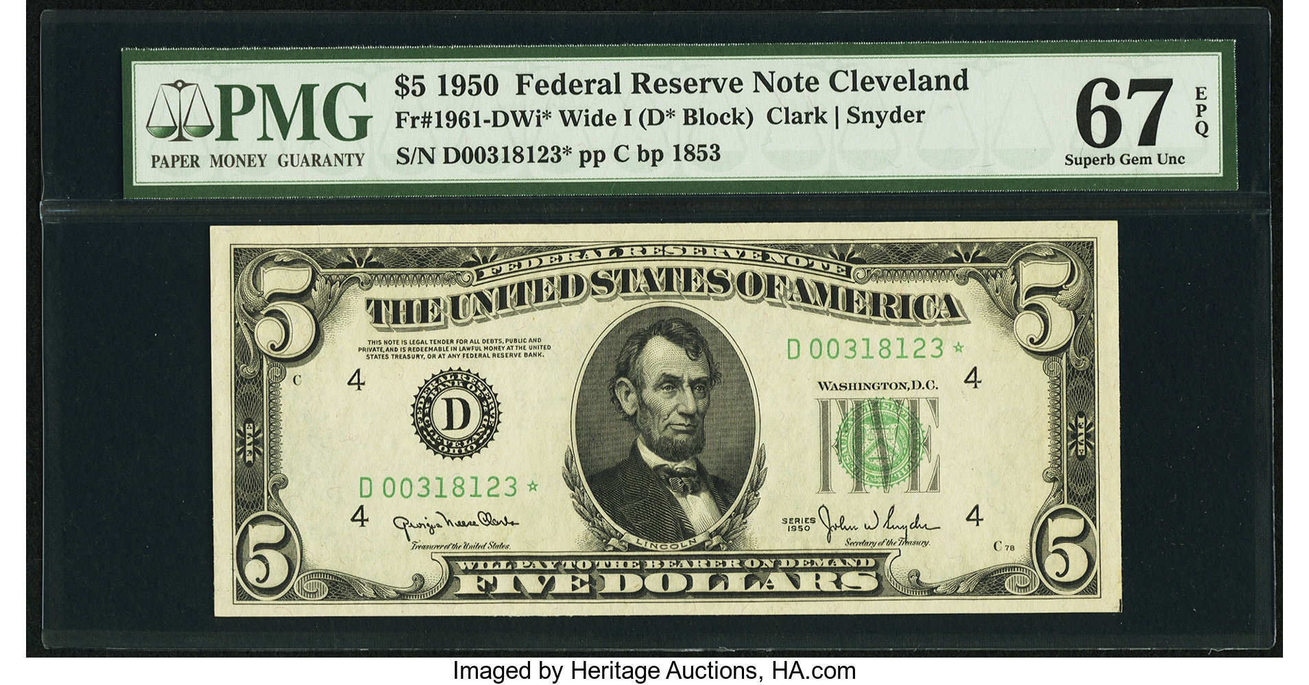 1950 $5 Replacement, Cleveland (Fr. 1961D*)