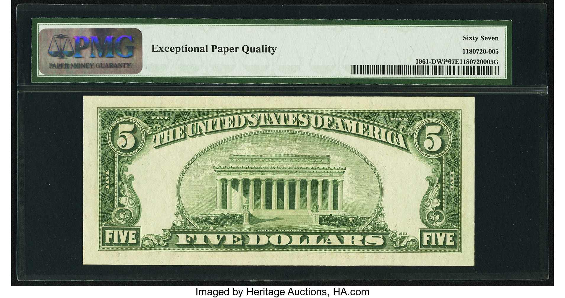 image for: Fr. 1961-D* $5 1950 Wide I Federal Reserve Note. PMG Superb Gem Unc 67 EPQ....
