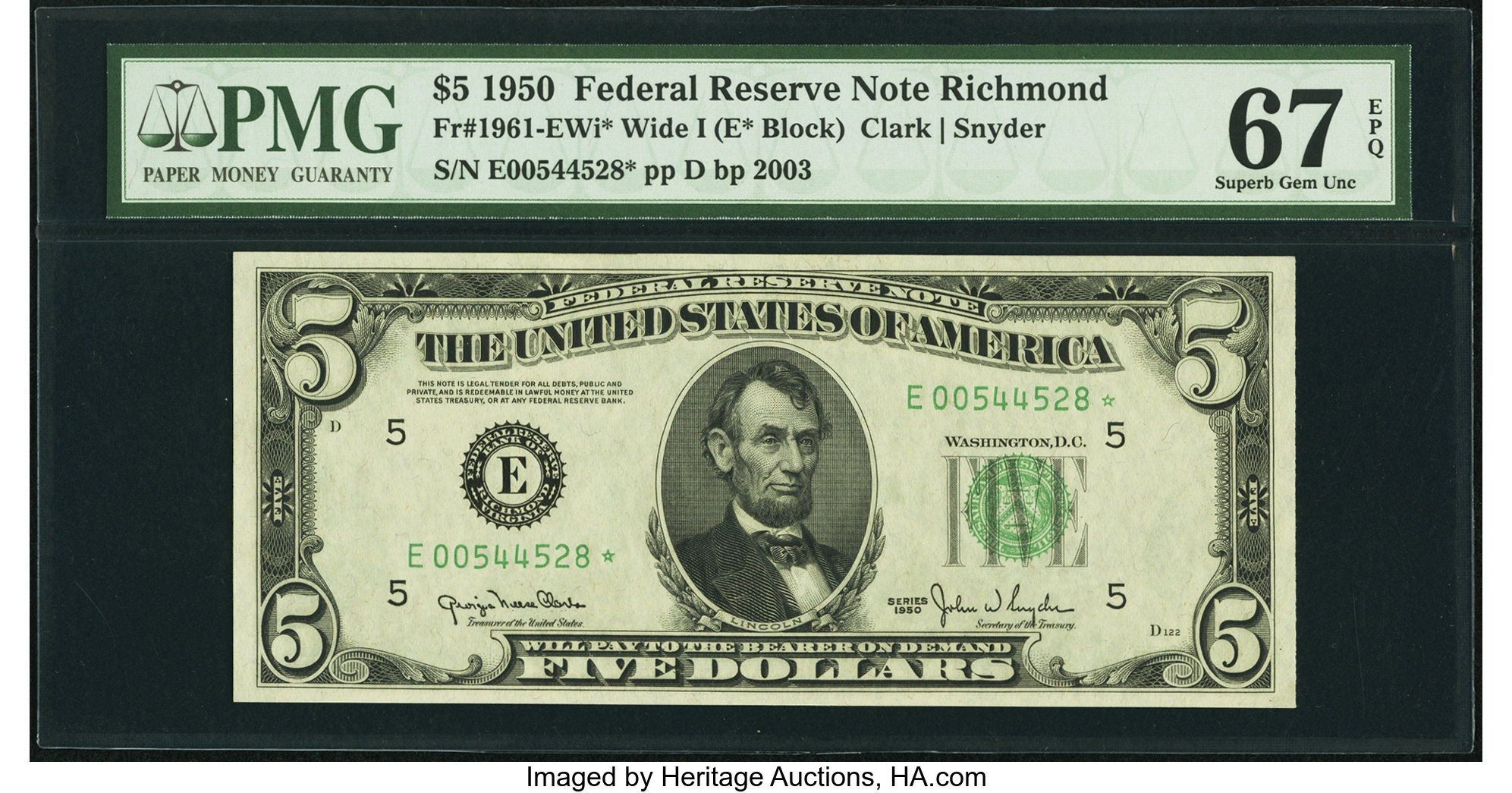 1950 $5 Replacement, Richmond (Fr. 1961E*)