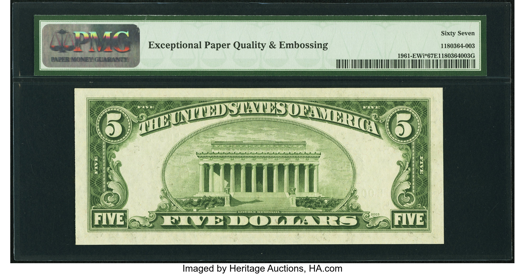 image for: Fr. 1961-E* $5 1950 Wide I Federal Reserve Note. PMG Superb Gem Unc 67 EPQ....
