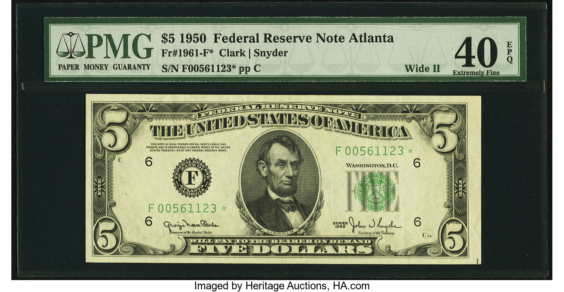 1950 $5 Replacement, Atlanta (Fr. 1961F*)