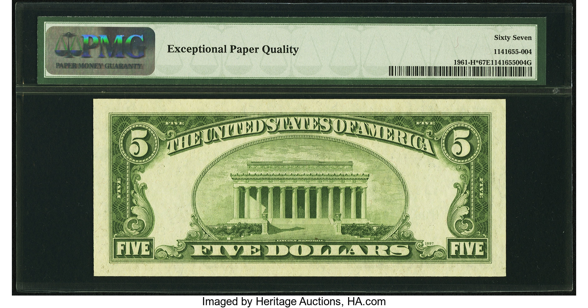 image for: Fr. 1961-H* $5 1950 Wide Federal Reserve Note. PMG Superb Gem Unc 67 EPQ....