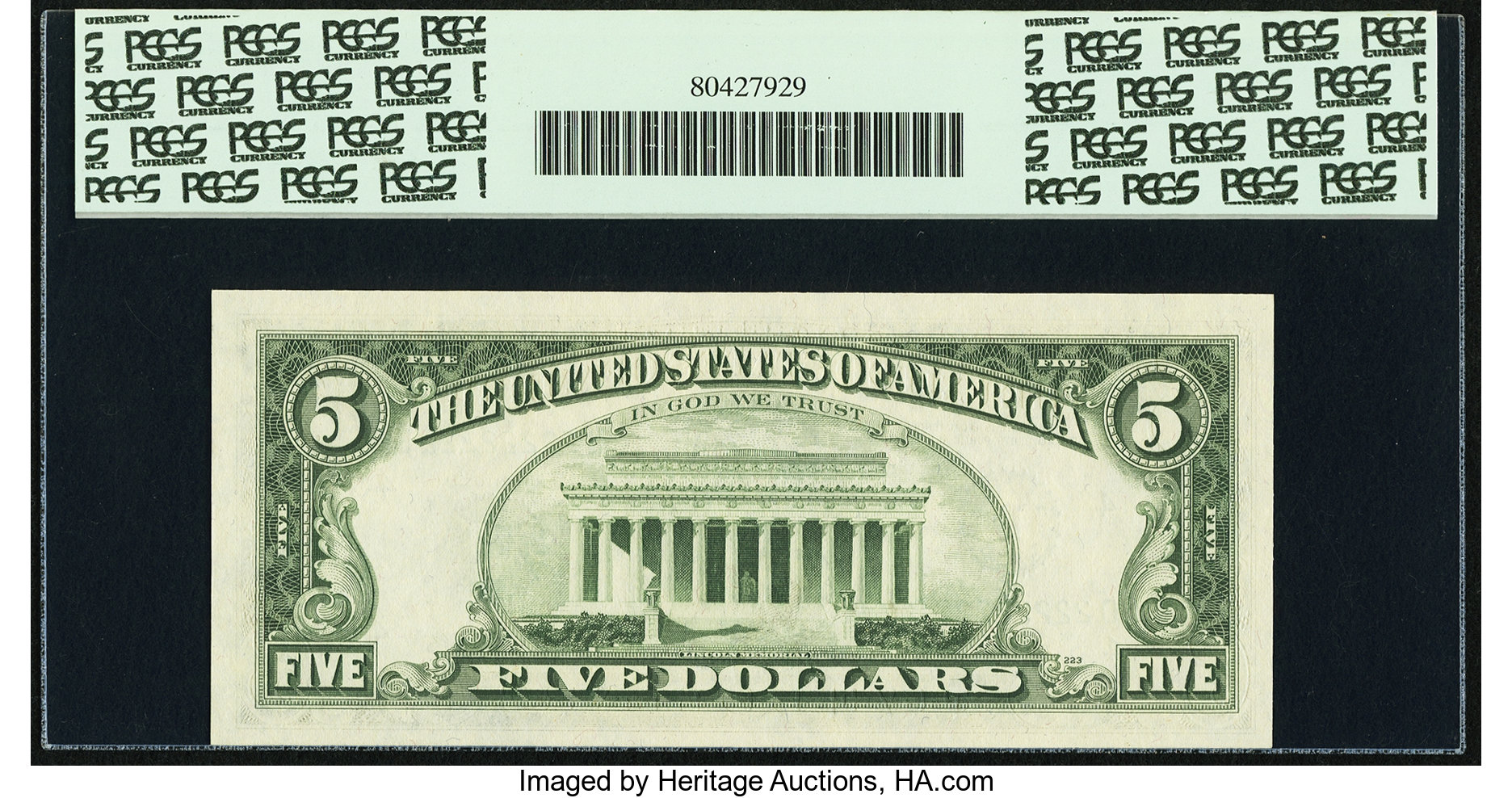 image for: Solid 2 Serial Fr. 1972-D $5 1969C Federal Reserve Note. PCGS Very Choice New 64PPQ....