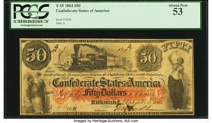 image for: T15 $50 1861 Cr. 79 PCGS About New 53....