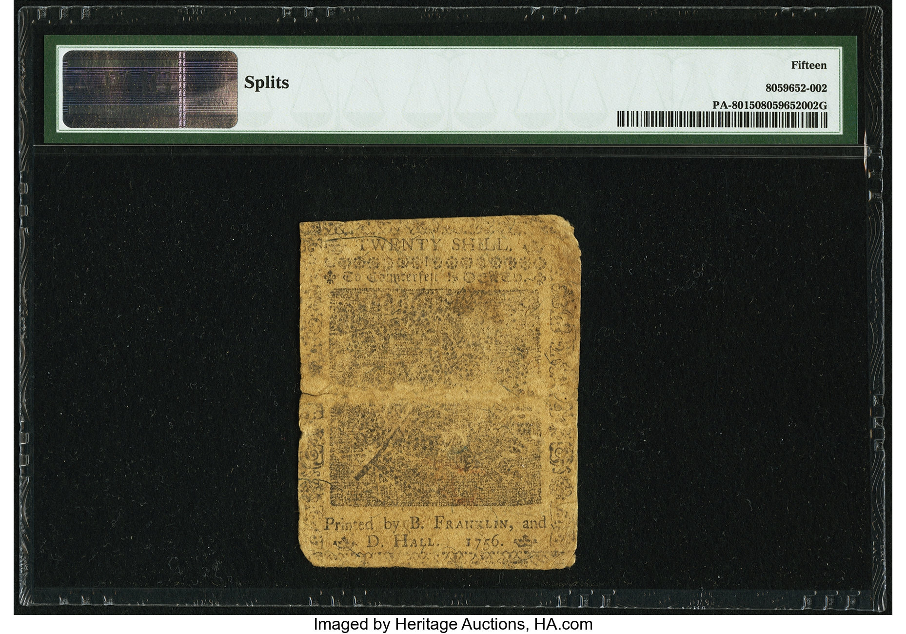 image for: Pennsylvania October 1, 1756 20s PMG Choice Fine 15....