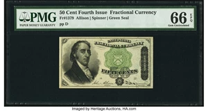 image for: Fr. 1379 50¢ Fourth Issue Dexter PMG Gem Uncirculated 66 EPQ....