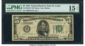 image for: Fr. 1950-H* $5 1928 Federal Reserve Note. PMG Choice Fine 15 Net....
