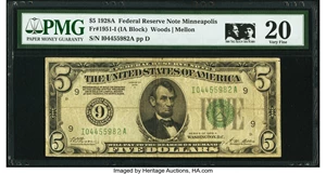 image for: Fr. 1951-I $5 1928A Federal Reserve Note. PMG Very Fine 20....