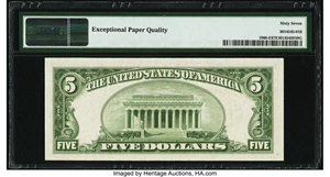 image for: Fr. 1960-E $5 1934D Federal Reserve Note. PMG Superb Gem Unc 67 EPQ....