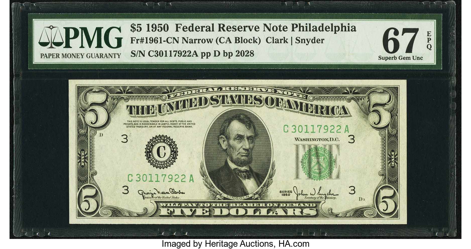 1950 $5 Philadelphia (Fr. 1961C)