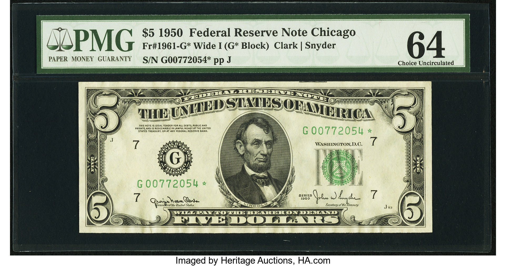 1950 $5 Replacement, Chicago (Fr. 1961G*)