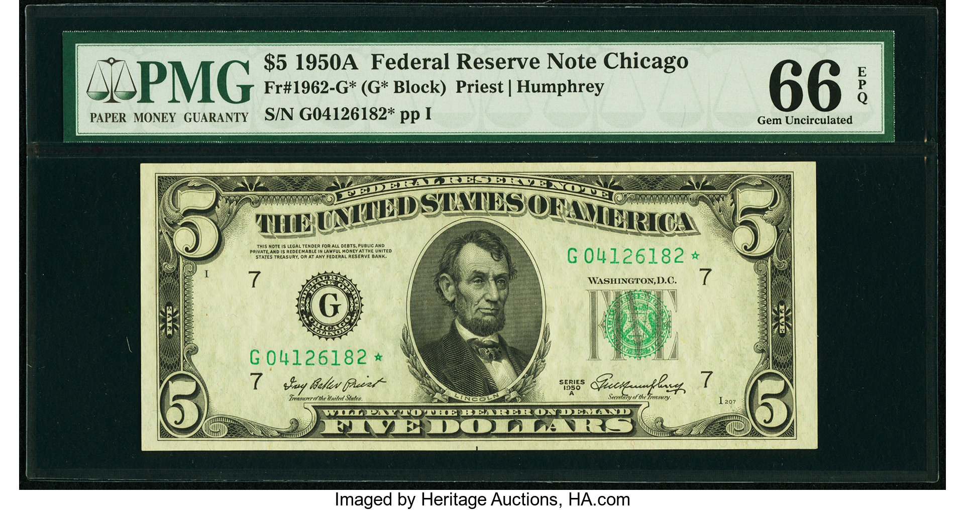 1950A $5 Replacement, Chicago (Fr. 1962G*)
