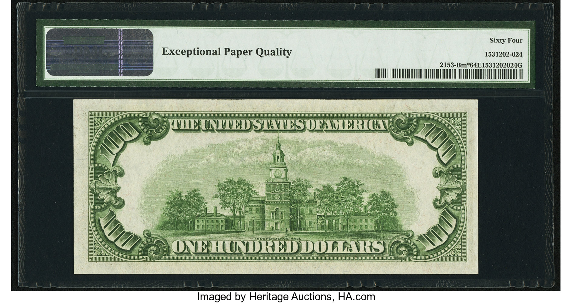 image for: Fr. 2153-B* $100 1934A Mule Federal Reserve Note. PMG Choice Uncirculated 64 EPQ....